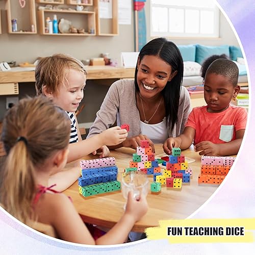 Miniatura 4 de Jenaai 300 cubos pequeños de espuma con puntos numéricos de 0.78 pulgadas, cubos de dados coloridos surtidos a granel bloques de espuma cuadrados