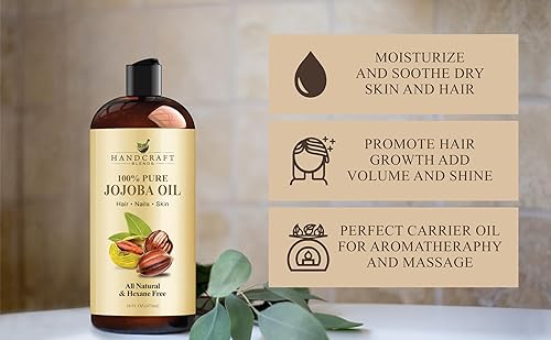 Miniatura 5 de Handcraft - Aceite de jojoba 16 onzas líquidas aceite de jojoba 100 puro y natural para piel cara y cabello aceite de jojoba antienvejecimiento