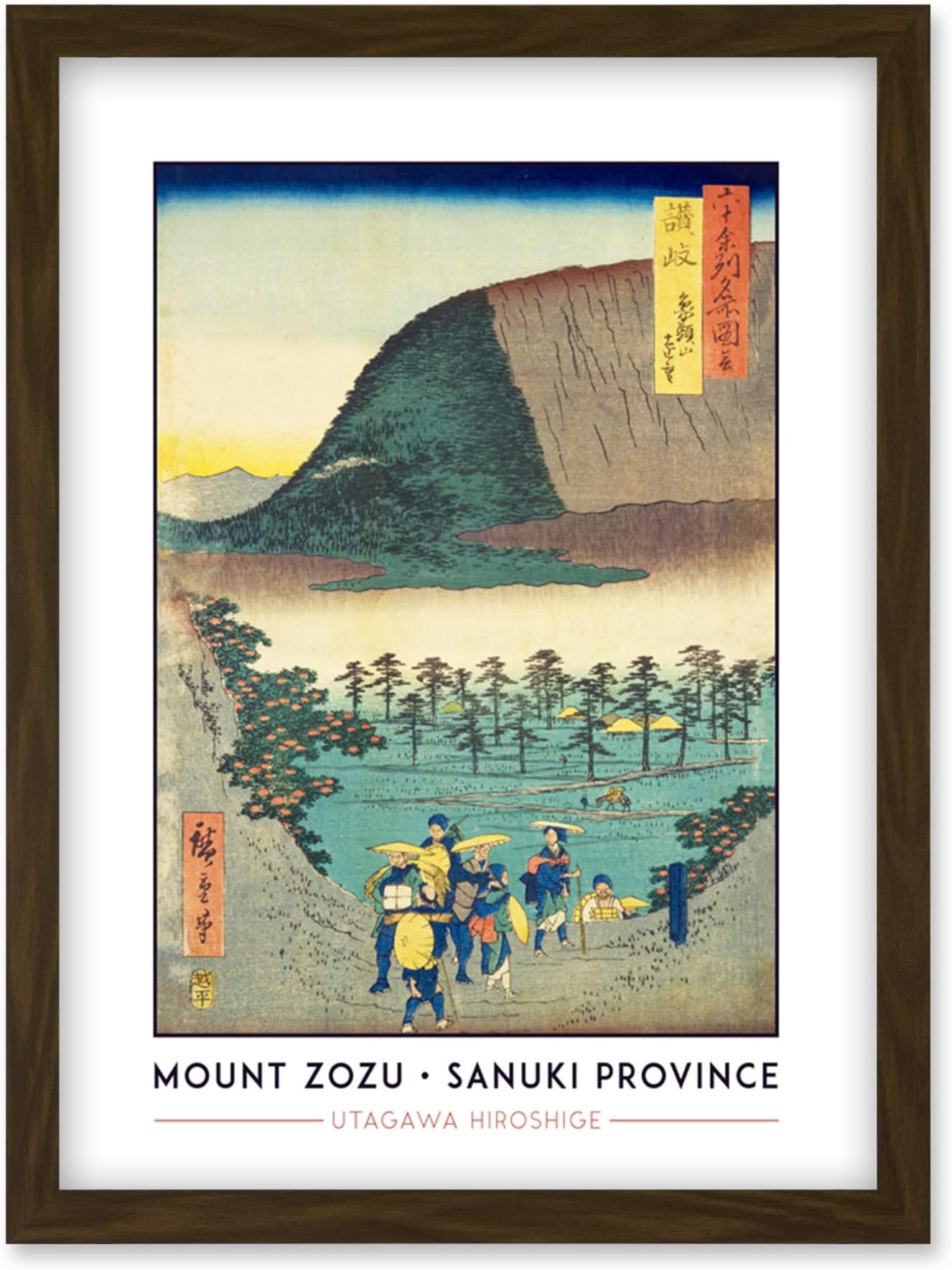 Wee Blue CooDistant View of Mount Zozu Sanuki Province Utagawa Hiroshige Japanese Woodblock Classic Collection Artwork Framed Wall Art Print A4