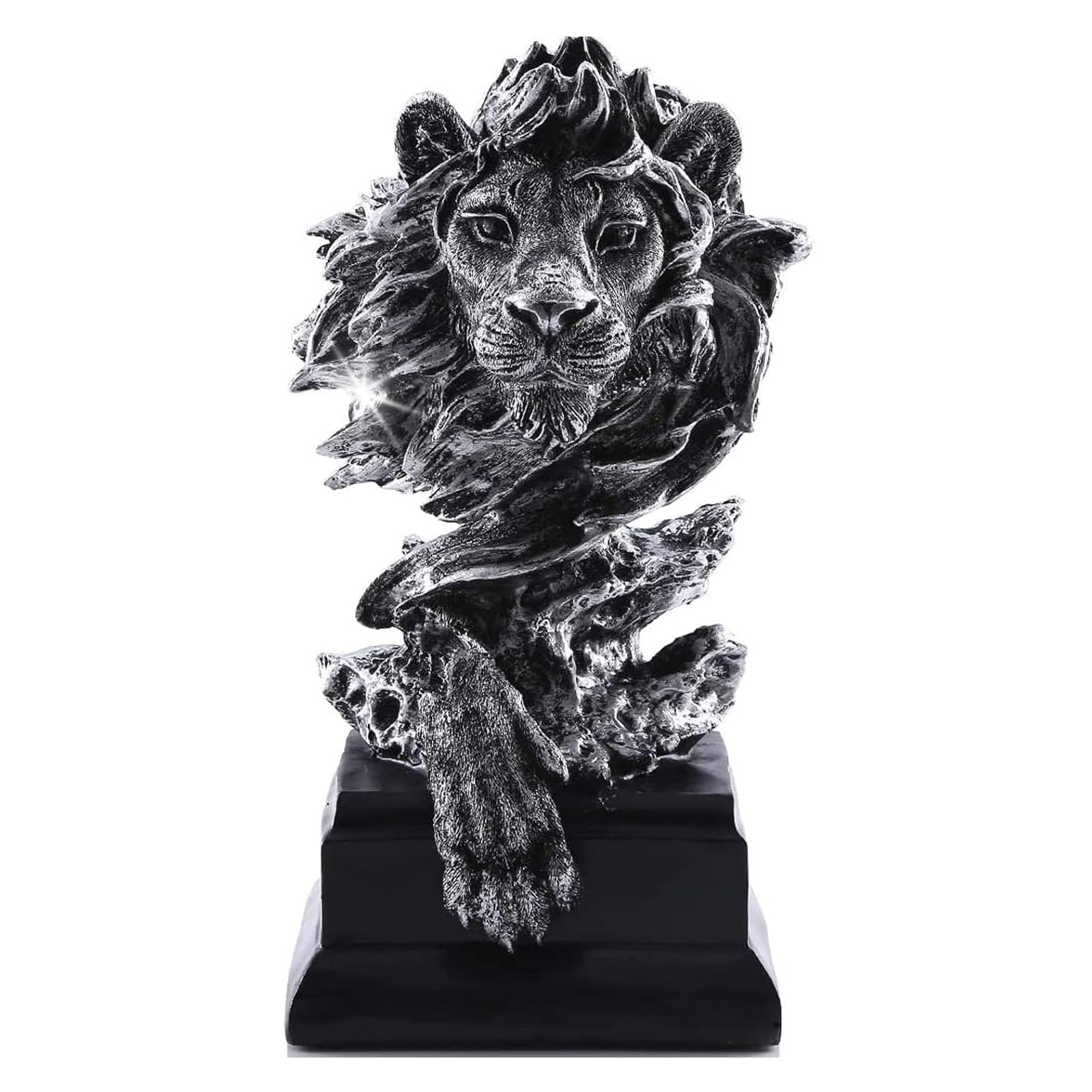 Figura de busto de león de resina de 12.5 pulgadas, escultura de animal coleccionable para decoración del hogar y la oficina, adorno de mesa para sala de estar, dormitorio y decoración de