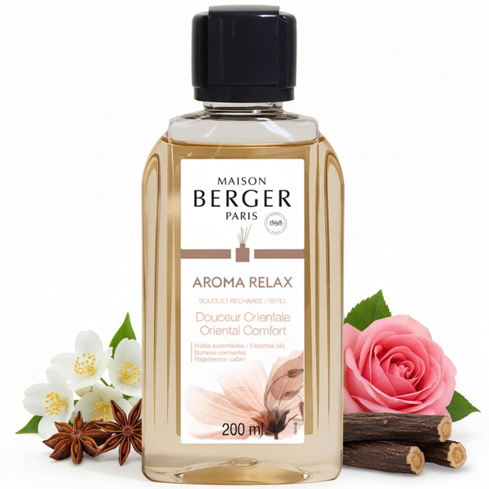 Maison Berger – Reed Diffuser Refill Aroma Relax – Home Fragrance Refill for the Home 200 ml – Made in France – Long-Lasting, Gentle and Continuous Diffusion