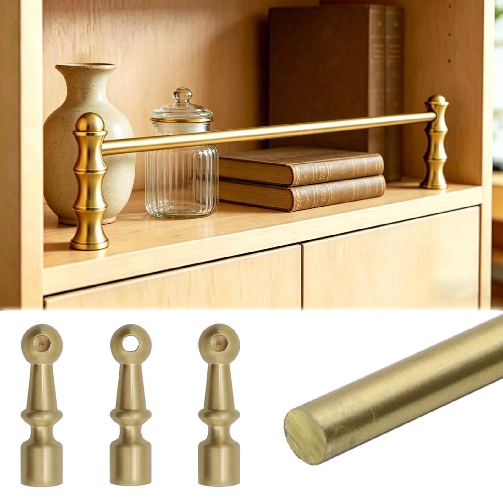 ERRULAN Anti-fall Brass Gallery Rail Kit for Shelves, Metal Shelf Guard Rail Decorative for Versatile Shoe Rack/Bookcase/Closet/Entryways(Style B,32in/81.3cm)