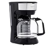 Amazon Basics Coffee Makers, 12-Cup Coffee Machines with Reusable Filter, Coffee Pots, Black & Stainless Steel
