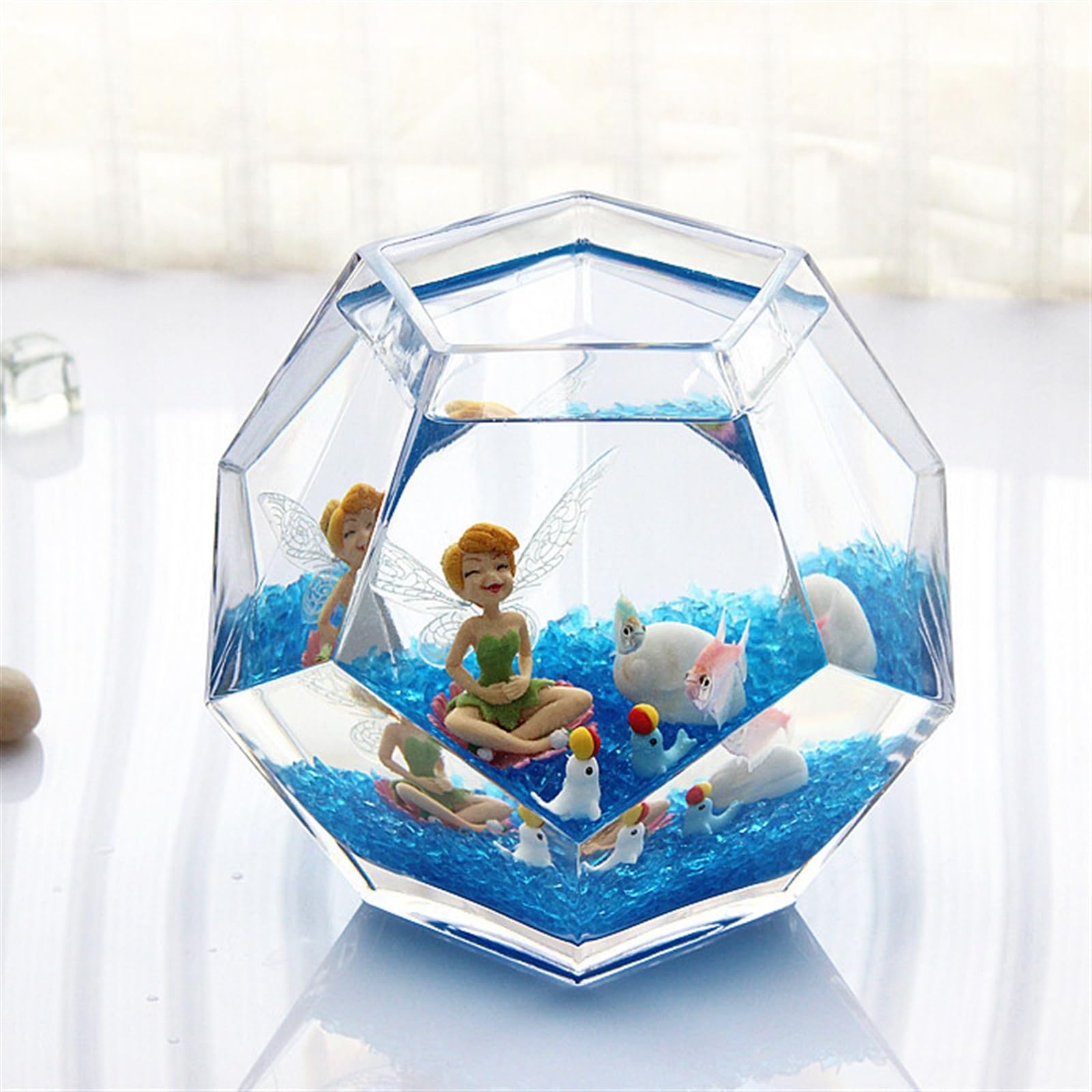 Acuario Pecera de Vidrio Engrosado poliédrico, pecera Decorativa Creativa de Escritorio, pecera de Lucha, pecera Transparente Peces Acuario(Grande)