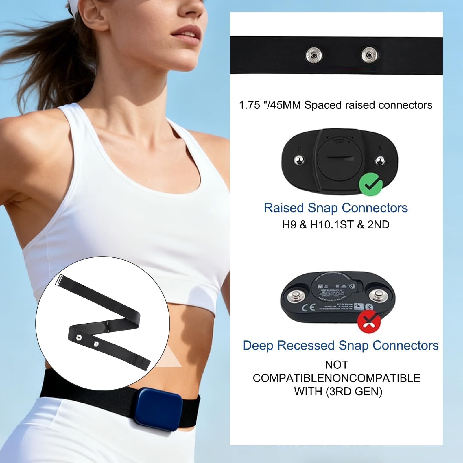 Cinturón Cardio Ajustable 70–105 cm para Sensor de Frecuencia Cardíaca, Compatible Banda Torácica de Repuesto para Deporte, Fitness, Correr y Ciclismo, Cómodo y Antisudor