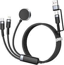 3 en 2 Câble Chargeur pour Apple Watch Series 10 9 8 7 6 5 4 3 2 SE Ultra, 2M Chargeur Apple Watch USB C avec Câble Lightning and Cable USB C pour iPhone 16 15 14 13 12 11 XS