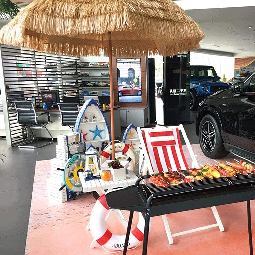 8ft strzechą parasolowy parasol Hawajski styl parasol Okrągły parasol ze słomy, Parasol parasolowy parasolowy na Hawajach do basenu/patio/dziedzińca z funkcją pochylenia ogrodu, basenu, tarasu