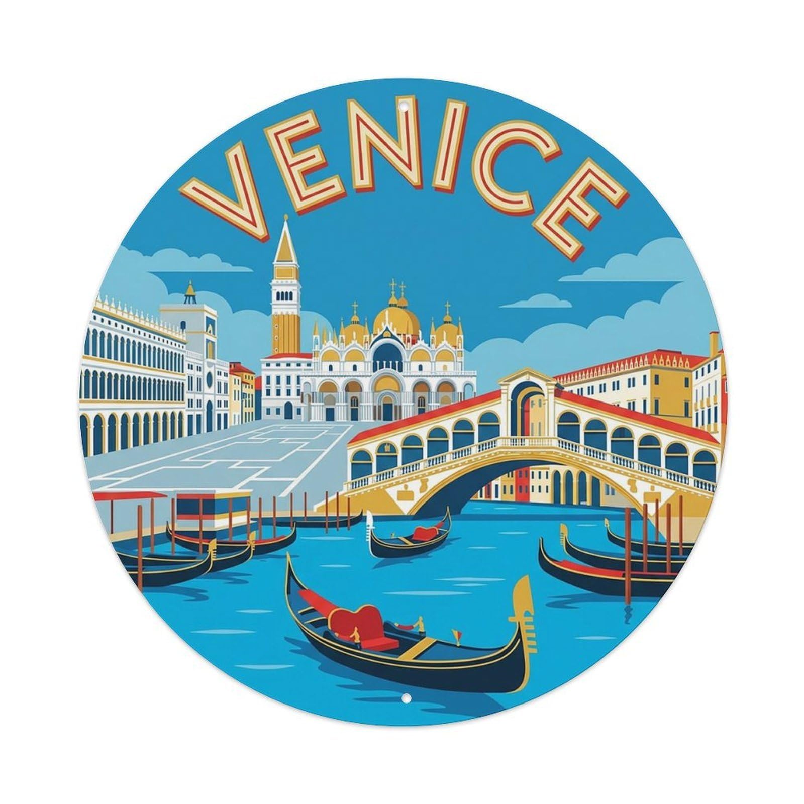 Este 8X8inch Style Retro Travel Italy Venice Metal Tin Sign