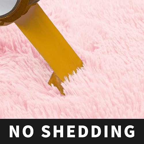 Miniatura 5 de Easy-Going Alfombras redondas de 4 x 4 pies para sala de estar, alfombras peludas antideslizantes para dormitorio, alfombras suaves de felpa