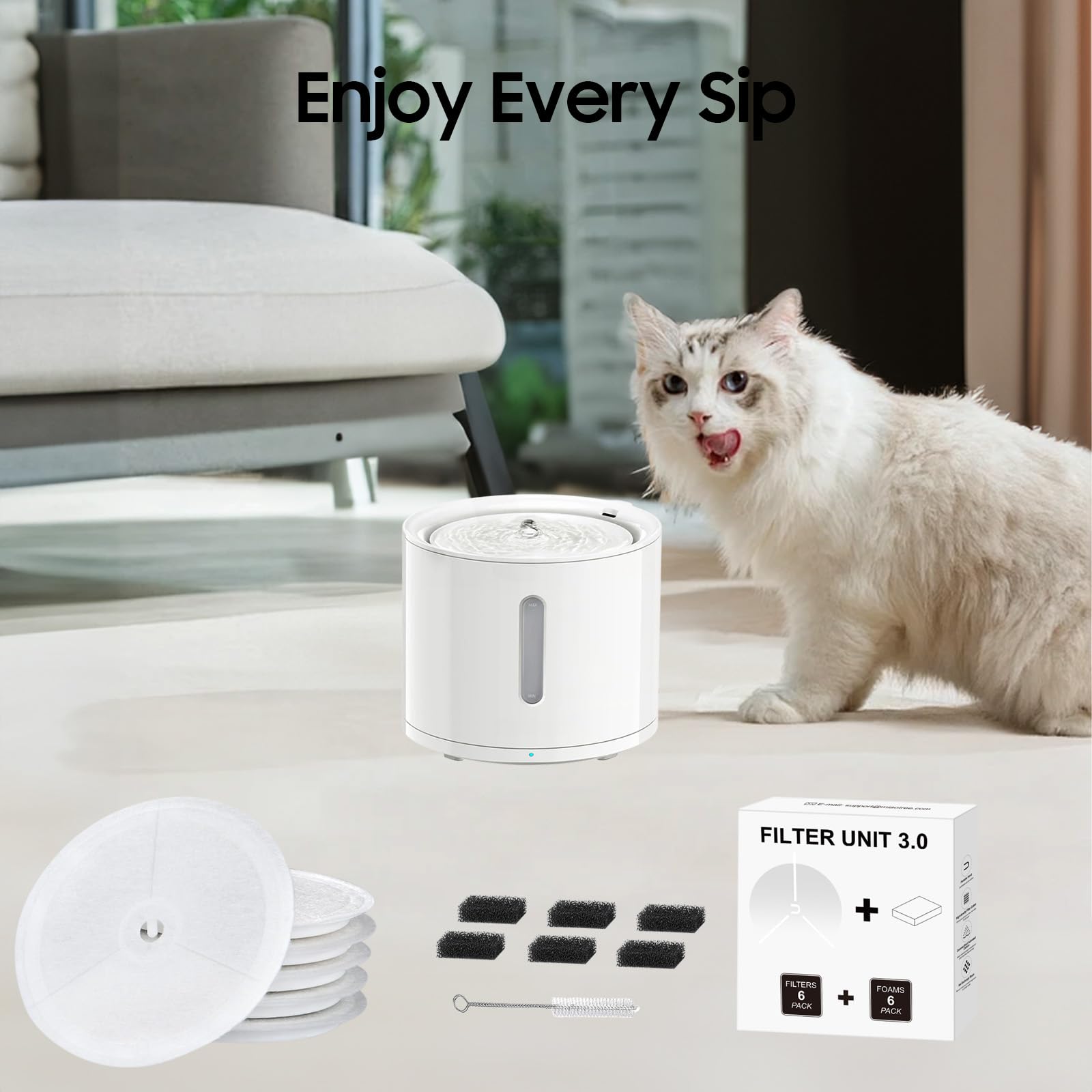 Unidad de filtro mejorada 3.0 Filtros de fuente de agua para gatos y mascotas aptos para Eversweet Solo 2/Solo SE, Eversweet 3 Pro/2S/3, incluyendo filtros de repuesto (6 piezas) y filtros de bomba de