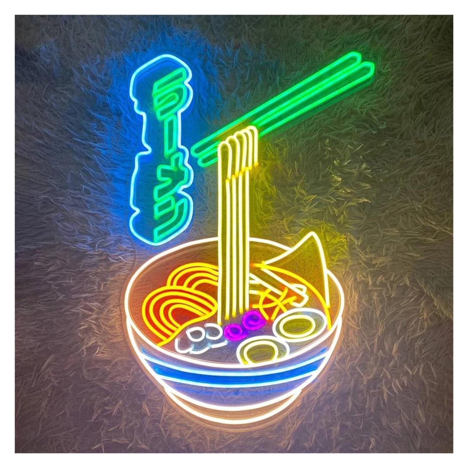 SHOUXI Sign Lamp Ramen Noodles Neon Sign Restaurant Room Wall Decor Noodles Store Art Street Food 60X88.7cm(B)