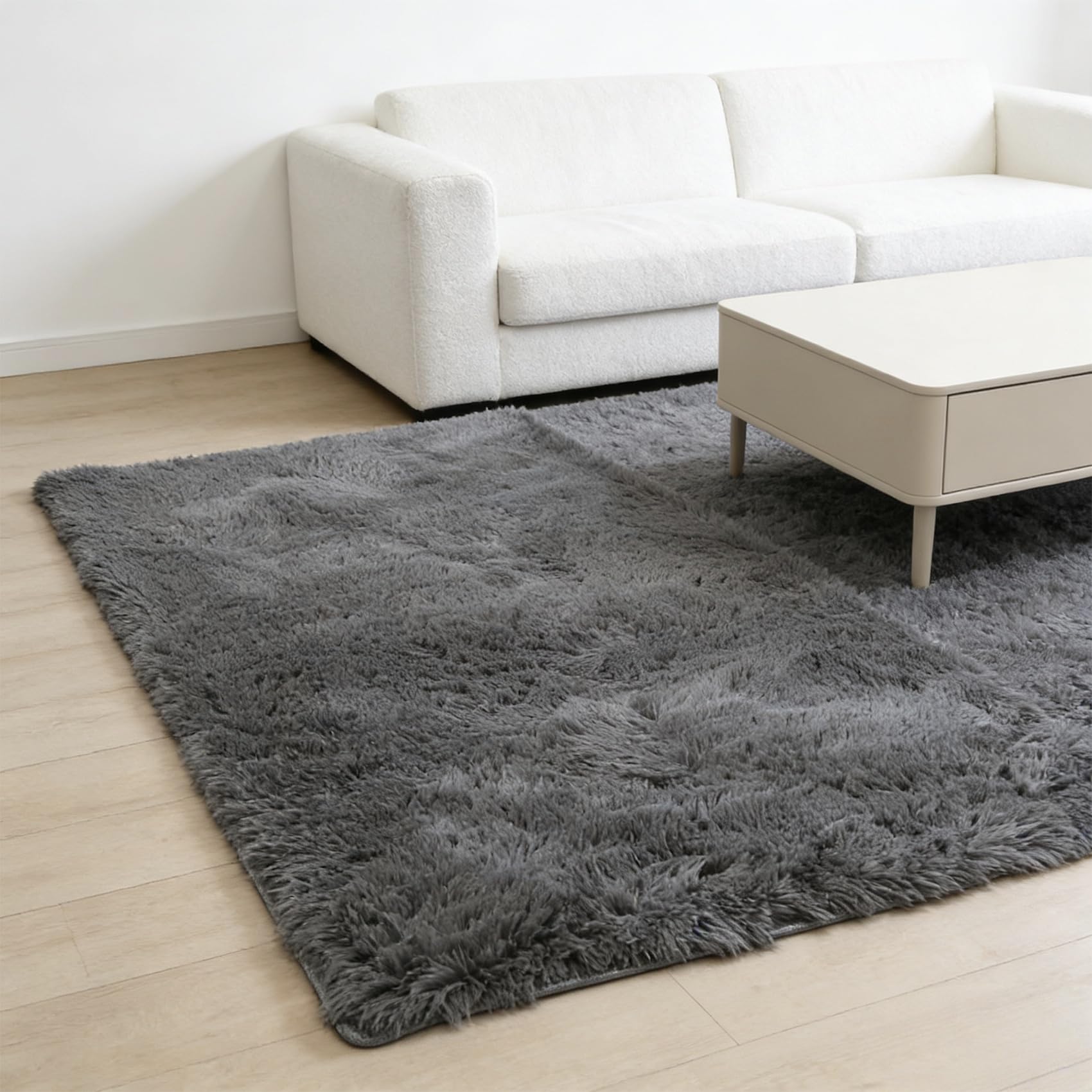 Tapis de salon doux gris 145x200 pour chambre à coucher et grand couloir moderne