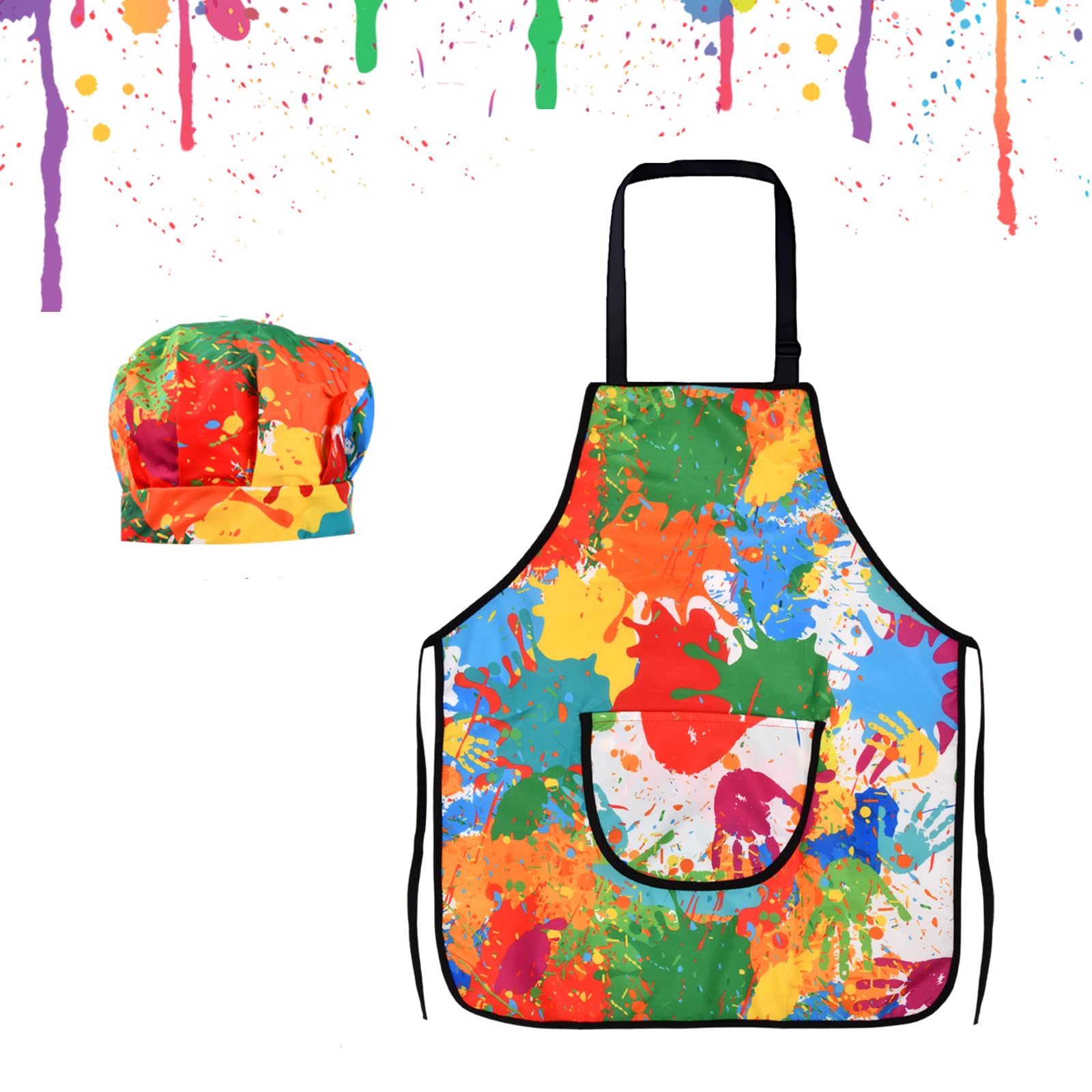 Delantal De Chef De Cocina, Delantal para Cocina Niños Niñas 3-11 Años, Delantales Infantiles Ajustable, Delantal Infantil Cocina Impermeable con Sombrero para Pintar Cocinar Hornear