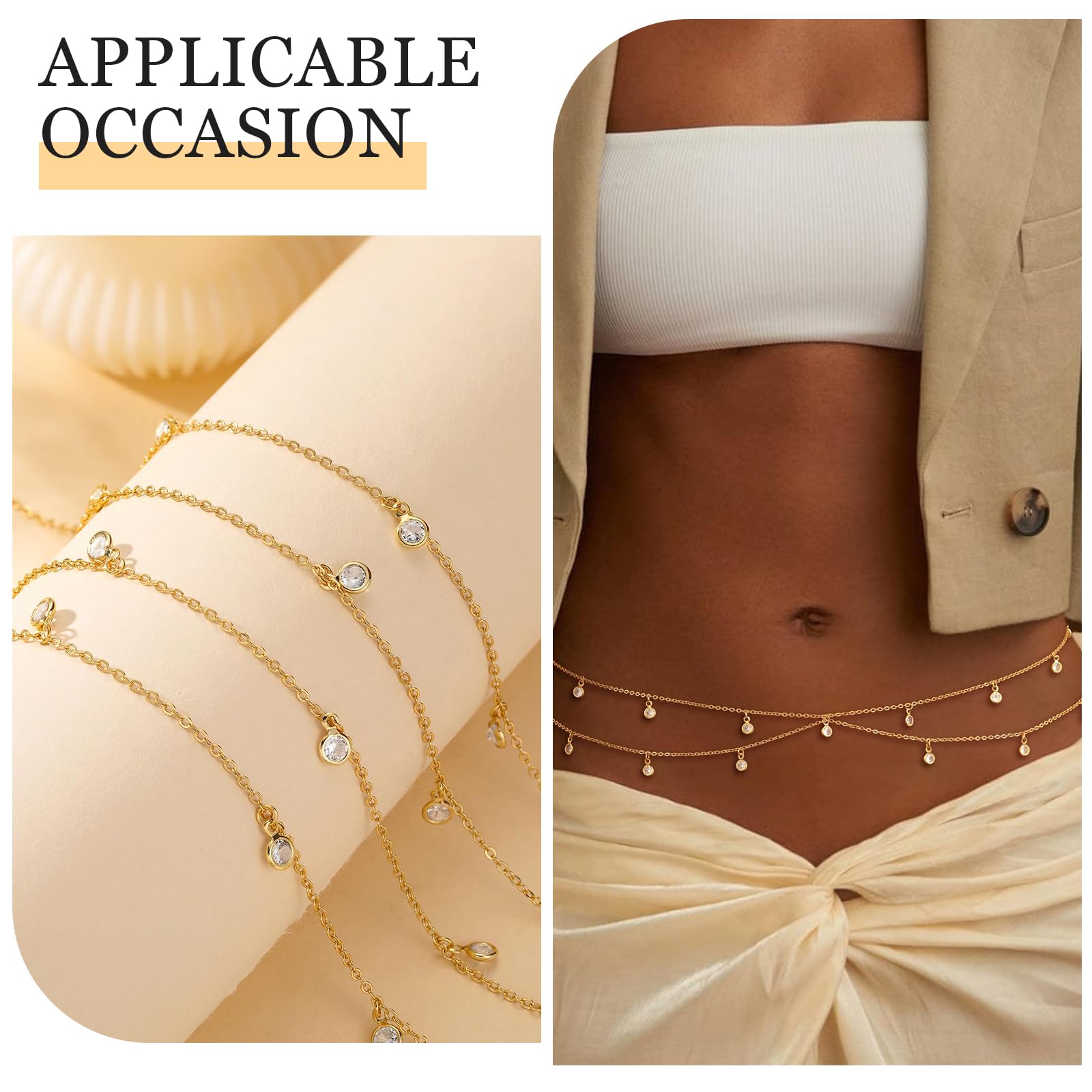 Chaîne De Corps Chaîne De Ventre Dorée Goiern - Bijou Plage été Réglable - Acier Inoxydable - Pour Femme Chaîne De Corps Réglable