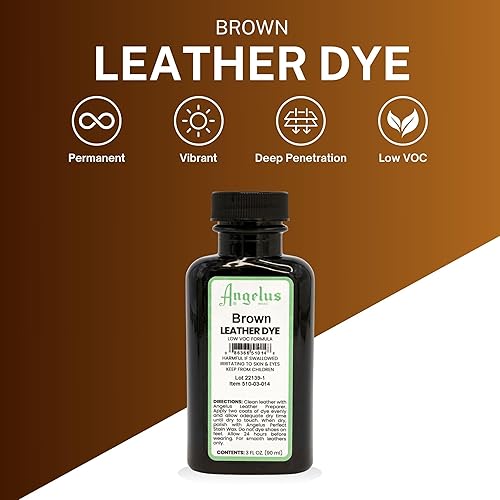 Miniatura 3 de Angelus Tinte para cuero, tinte flexible para cuero, para zapatos, botas, bolsos, manualidades, muebles y más, 3 onzas (marrón)