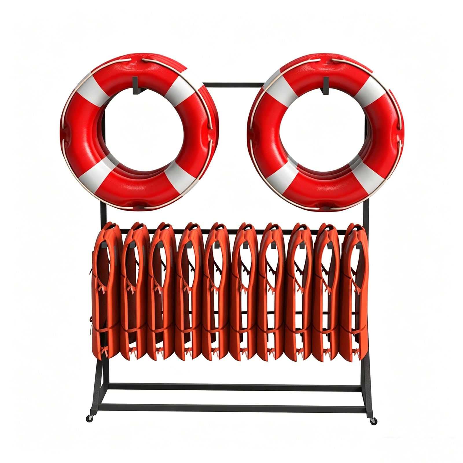 Estante de Almacenamiento para Equipos de Piscina, Soporte Resistente para Chalecos Salvavidas y Aros Salvavidas con Ruedas giratorias, Organizador Independiente para muelles, Capacidad