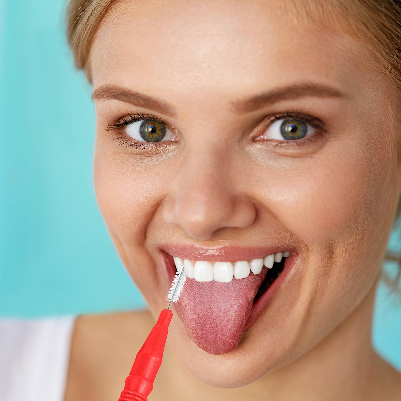 BBTO 100 pezzi di apparecchi dentali per la pulizia dello spazzolino interdentale, stuzzicadenti, testina per il filo interdentale, strumento di pulizia per stuzzicadenti (rosso)