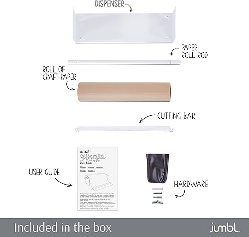 Miniatura 5 de Jumbl Dispensador de papel kraft montado en la pared de 18 pulgadas  Rollo de papel colgante con cortador para cocina, sala de bricolaje, oficina,