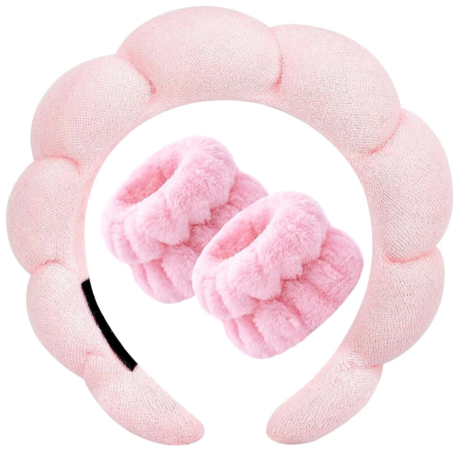 Aakarit Spa Headband for Washing Face Wristband Sponge Makeup Skincare Terry Cloth Bubble Soft Get Ready Hairband for Women Girl Puffy Padded Headwear Non Slip Thick Hair Accessory | Multi Color