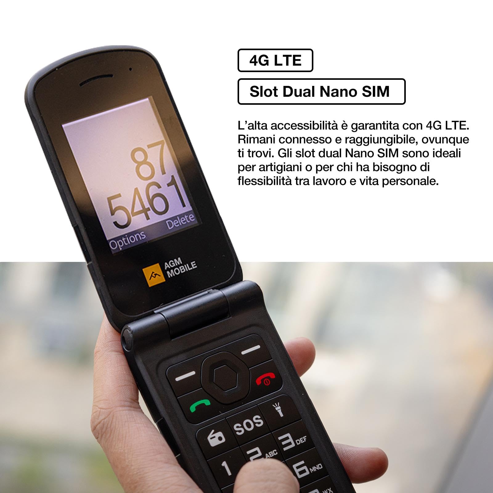 AGM M10 Flip - Telefono Cellulare Robusto 4G Dual Sim