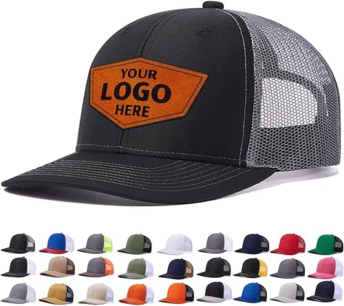 Gorra de béisbol personalizada con parche de cuero para hombres y mujeres, gorra de béisbol personalizada con texto y foto grabada con láser.,