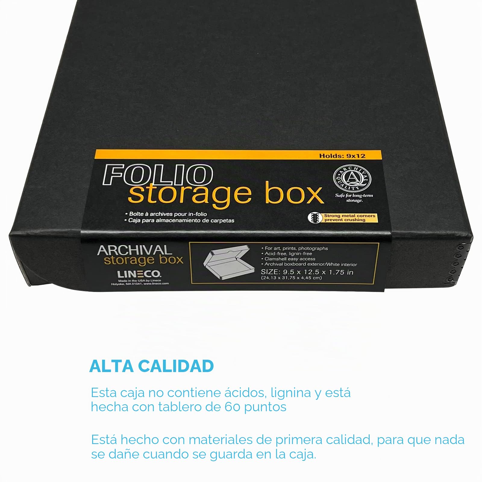 Lineco Archival Folio Box Negro 24.1x31.8x4.4 cm, paquete de 2