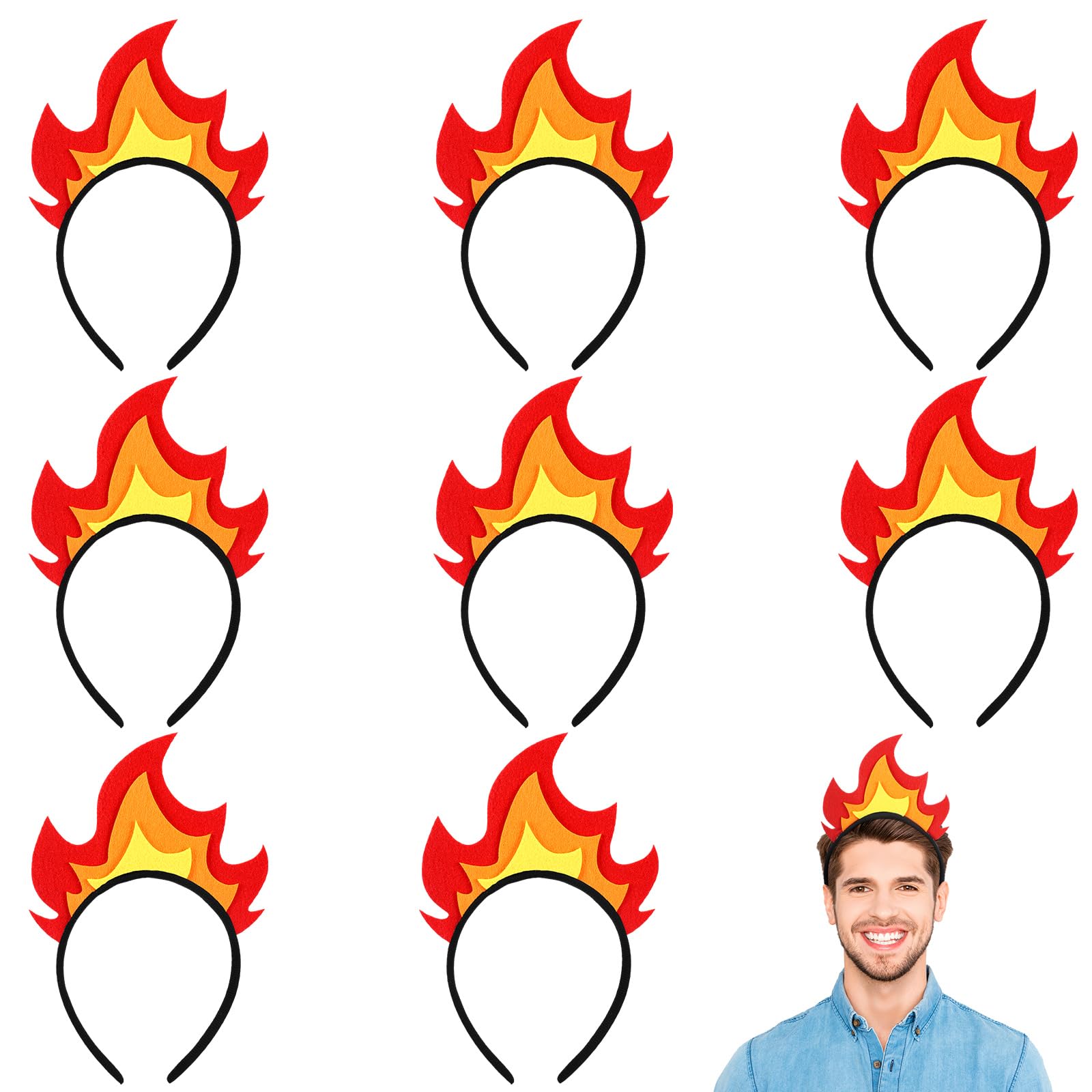 8 Pcs Flame Headband Fire Headpiece Crown, Costume Cosplay