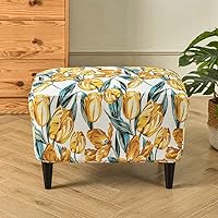 Vista 3 de Funda elástica otomana rectangular para taburete, funda de elastano estampada para reposapiés, protector antideslizante para reposapiés, con parte #1