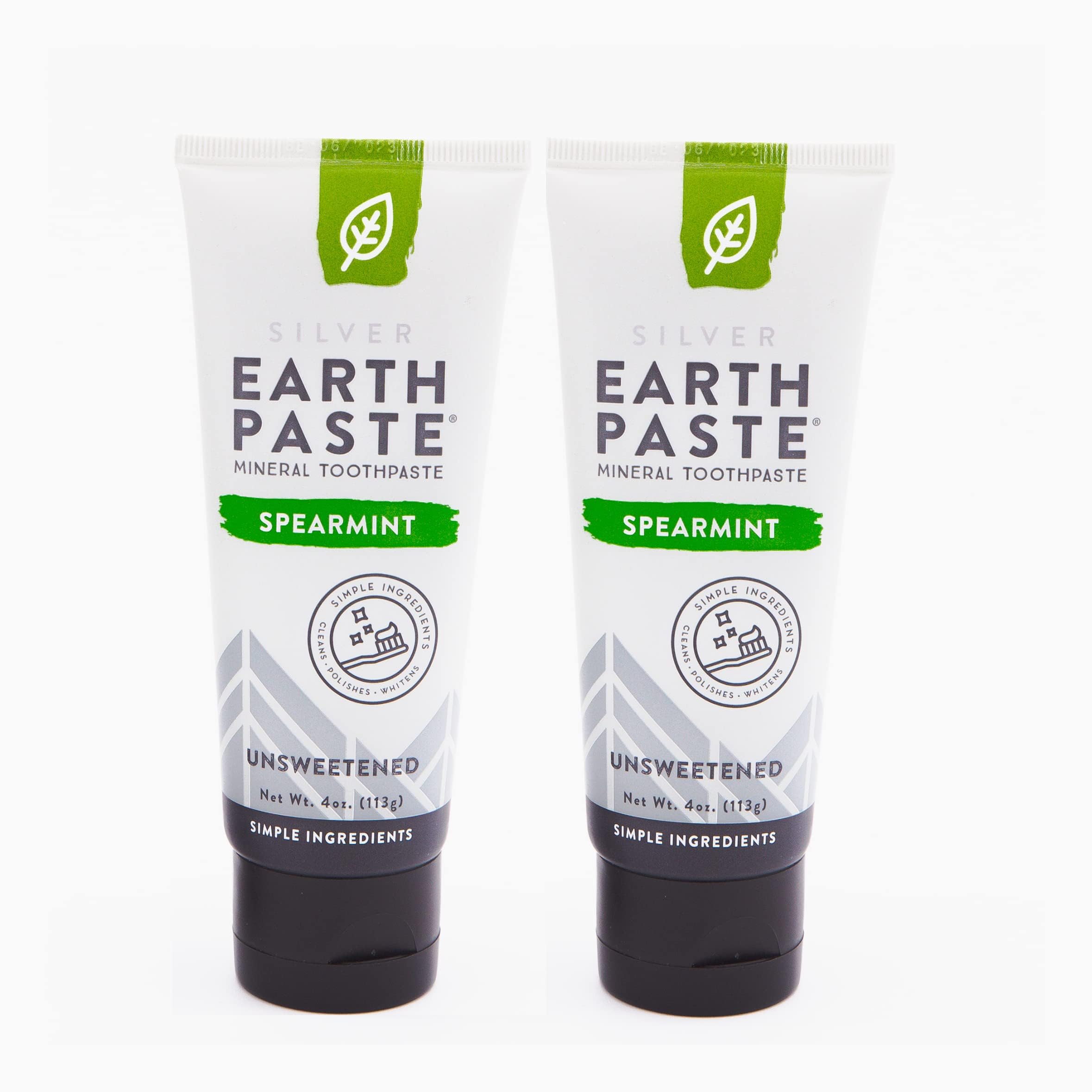 Redmond Earthpaste - All Natural Non-Fluoride Toothpaste, Unsweetened Spearmint 4 Ounce Tube (2 Pack)