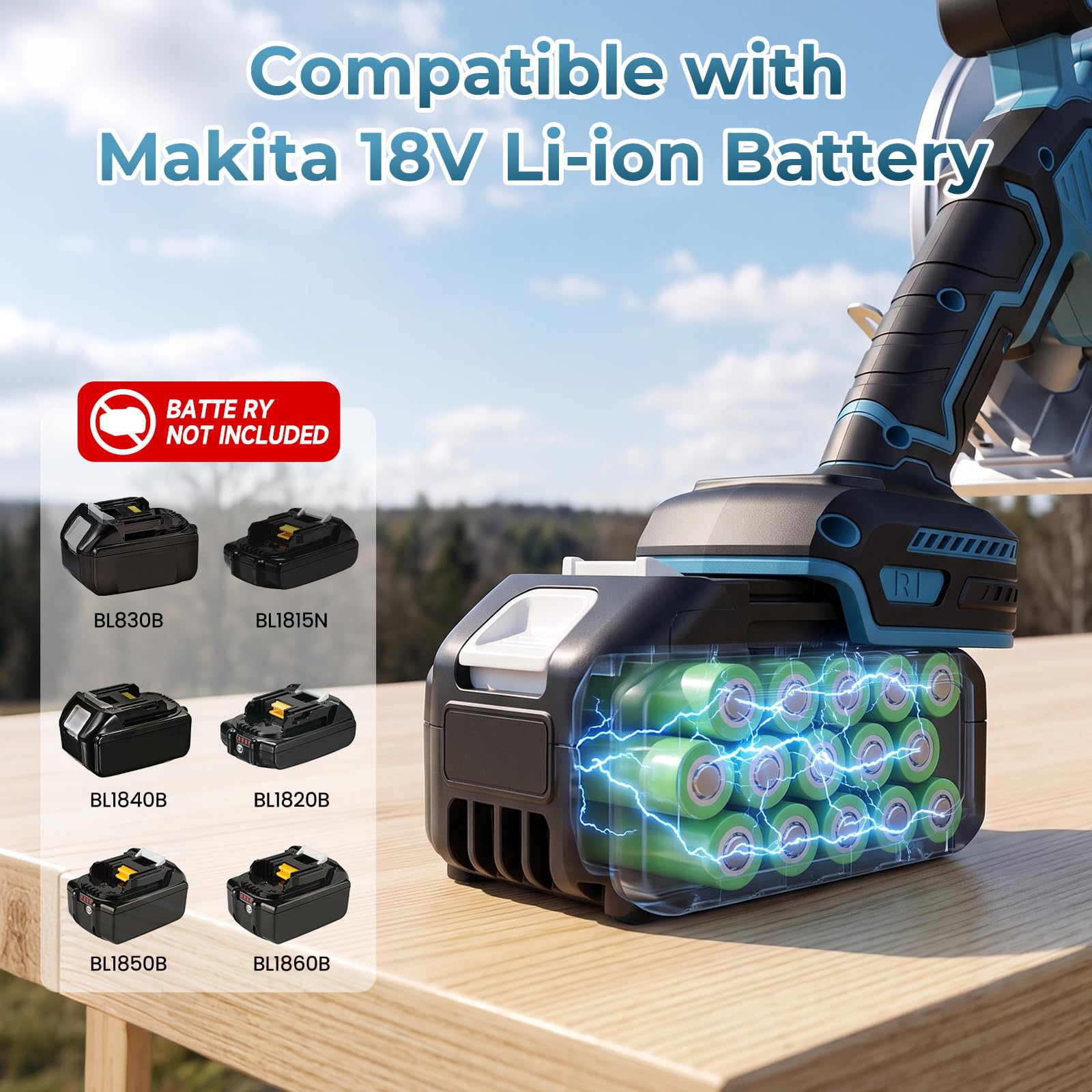 Mini Sierra Circular Inalámbrica compatible con Makita 18V Batería, 7200RPM, corte a inglete de 45°/90°, 2 Hojas de Sierra de 140mm para Madera, PVC(Sin Batería)