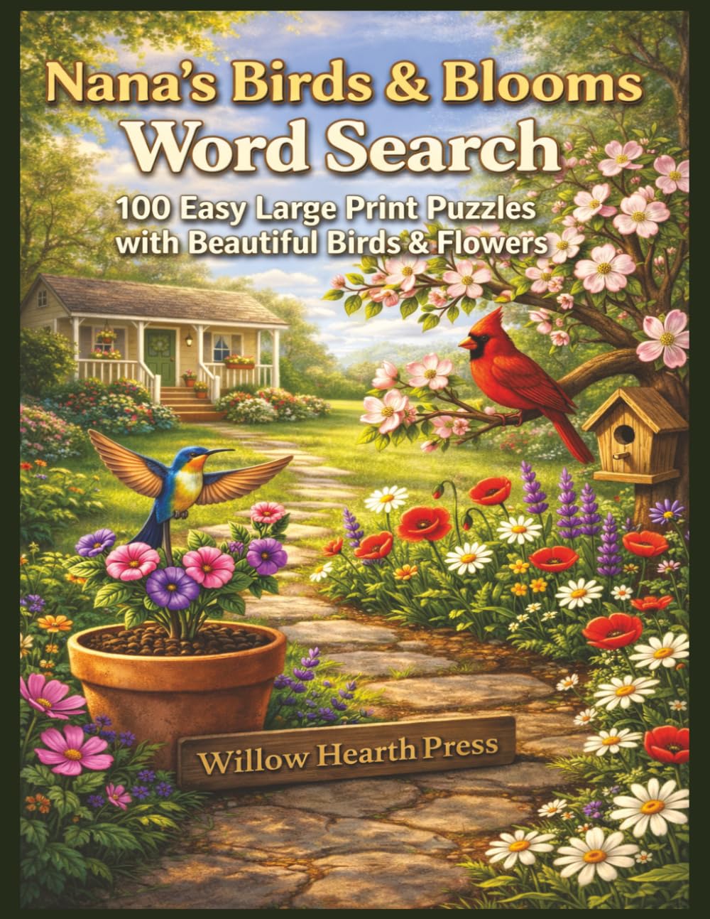 Nana's Birds & Blooms Word Search: 100 Easy Large Print Puzzles with Beautiful Birds & Flowers