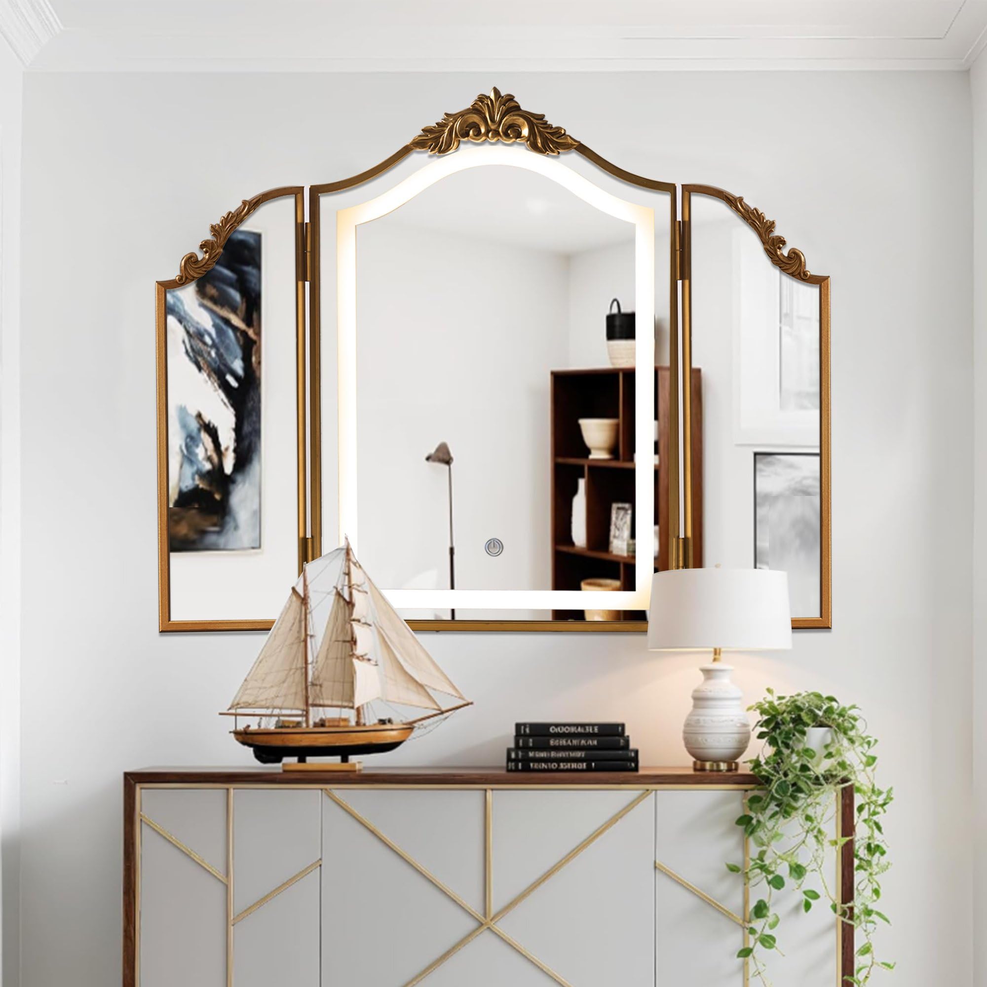 Vintage Vanity Mirror - 3 Color Lighting & Gold Frame -9 Vintage Vanity Mirror - 3 Color Lighting & Gold Frame -9