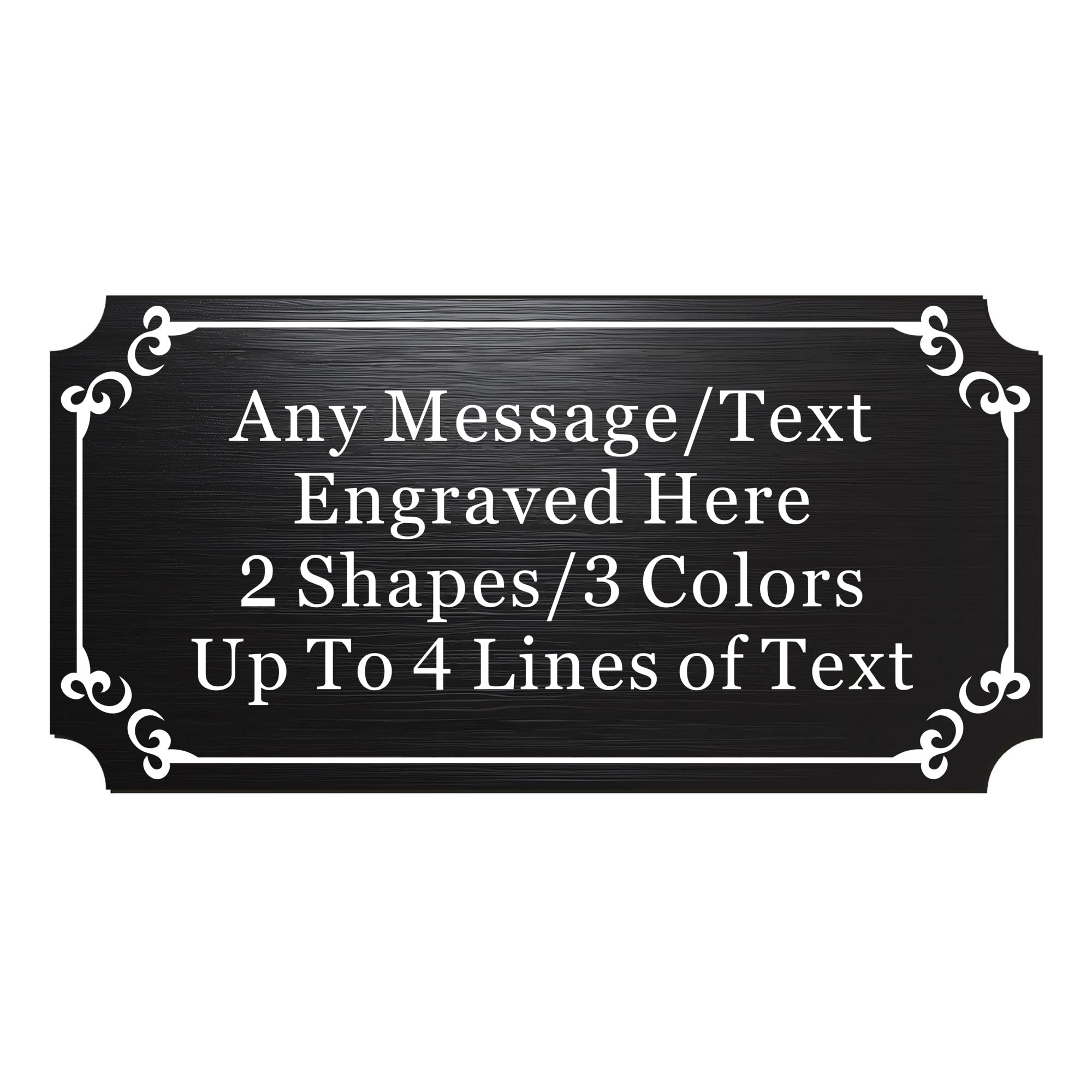 EDSG Personalised Engraved Name Plate, Stainless Steel Name Plaque with Any Text, Custom Memorial Plaques Name Labels Plaques for Urn, Trophy, Frames, Adhesive Backing (Black-Square Corner, 2x4 in)