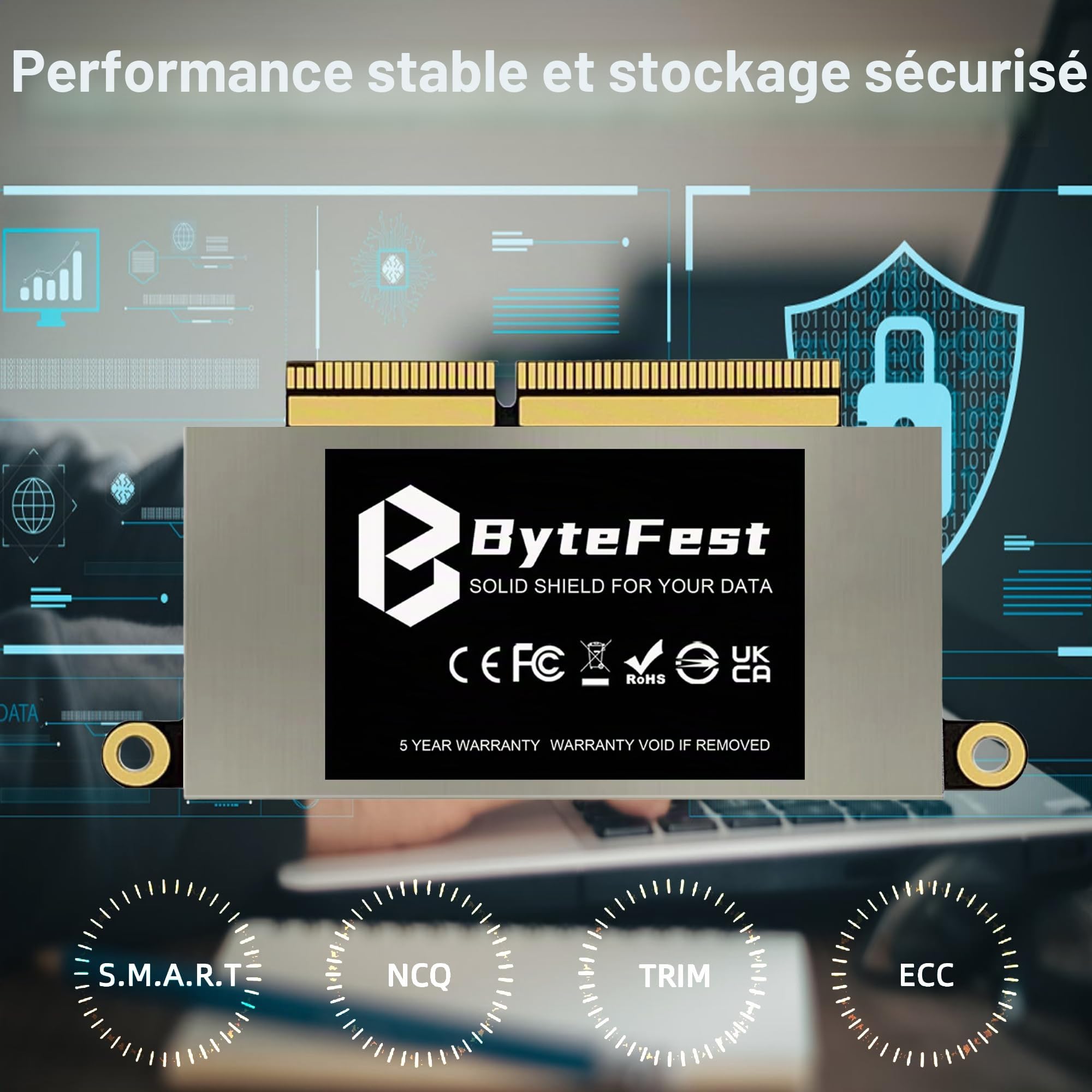Mac SSD 1To NVMe PCIe Gen3x4 Jusqu'à 2200Mo/s, Disque Dur Interne pour Apple MacBook Pro Retina 13" A1708(2016-2017) EMC 2978/3164 Non-Touch Bar(MacOS Pré-Installé)