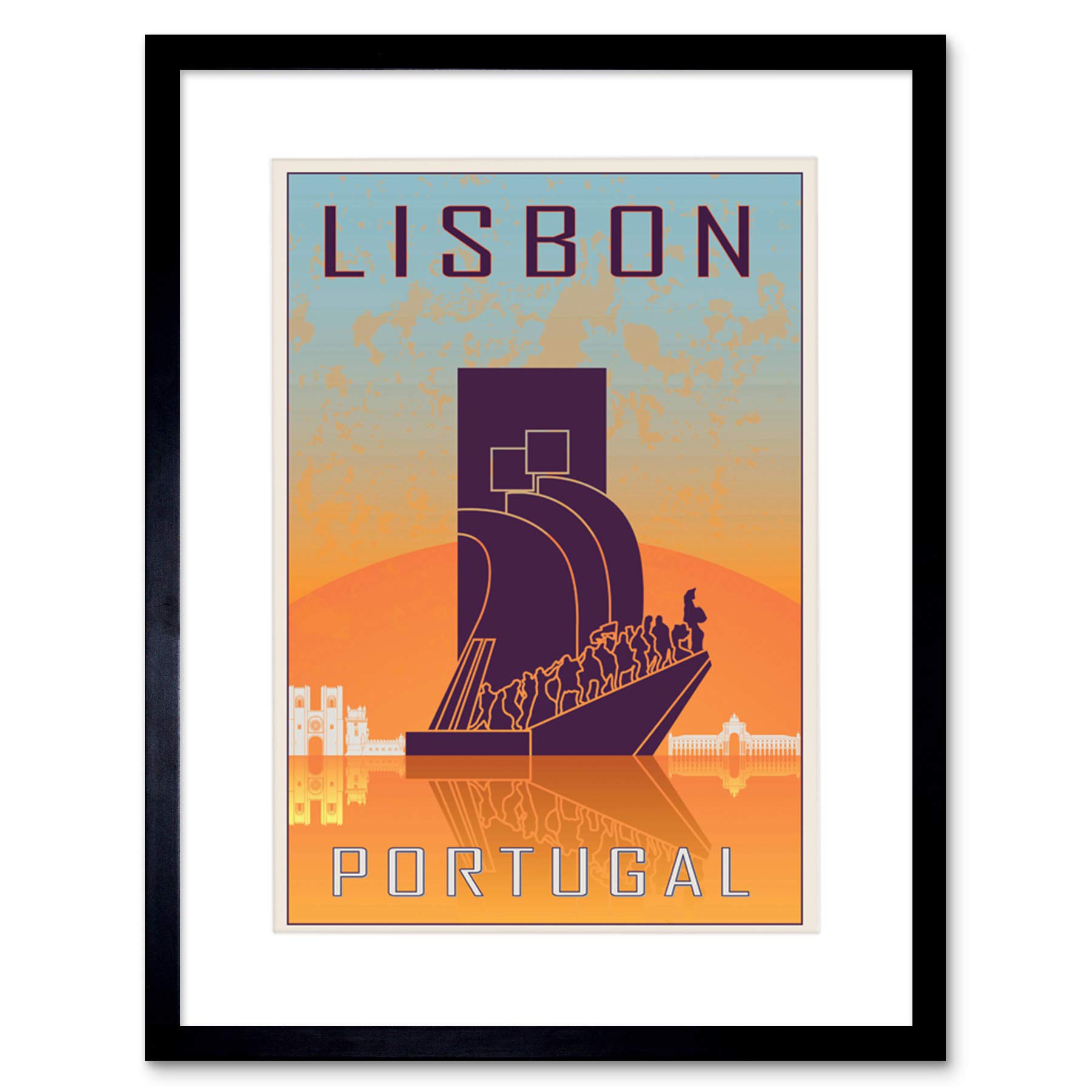Wee Blue Coo TRAVEL LISBON PORTUGAL MONUMENT DISCOVERIES FRAMED ART PRINT B12X8557