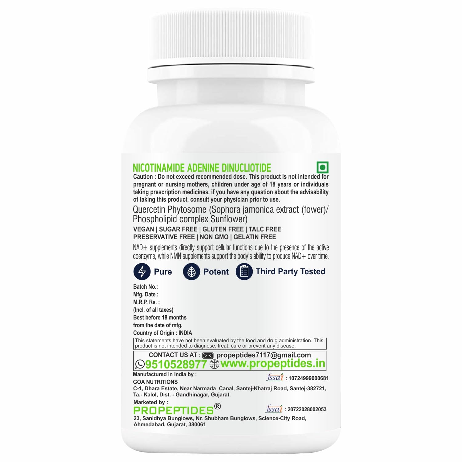 Propeptides NAD+ Booster (NMN Alternative) - ((ACTIVE per COA)) 1000mg with Trans Resveratrol & Quercetin | Antioxidant & Healthy Aging Support, 30 Tablets 1