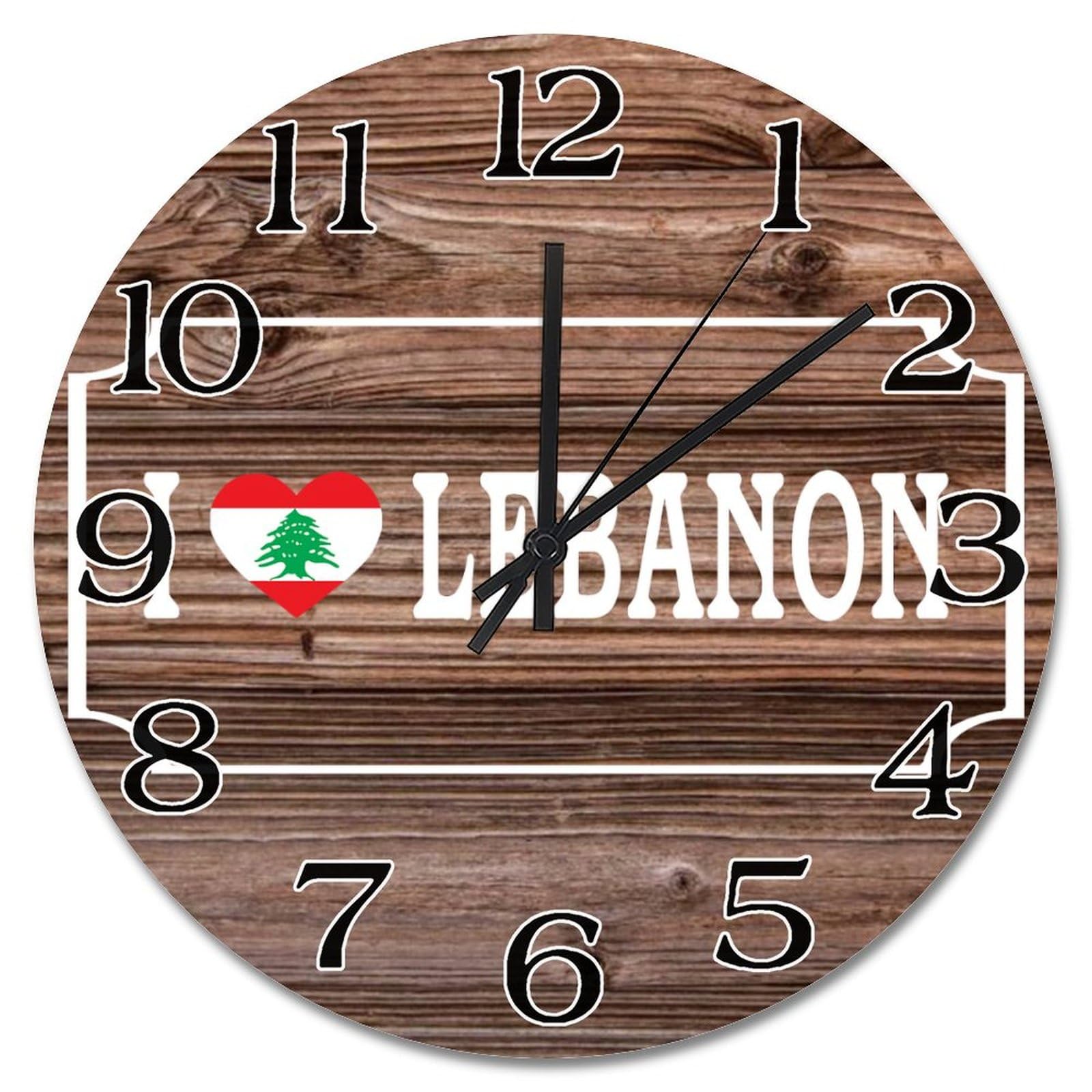 Horloge murale drapeau Liban 38 cm silencieuse pour salon et chambre