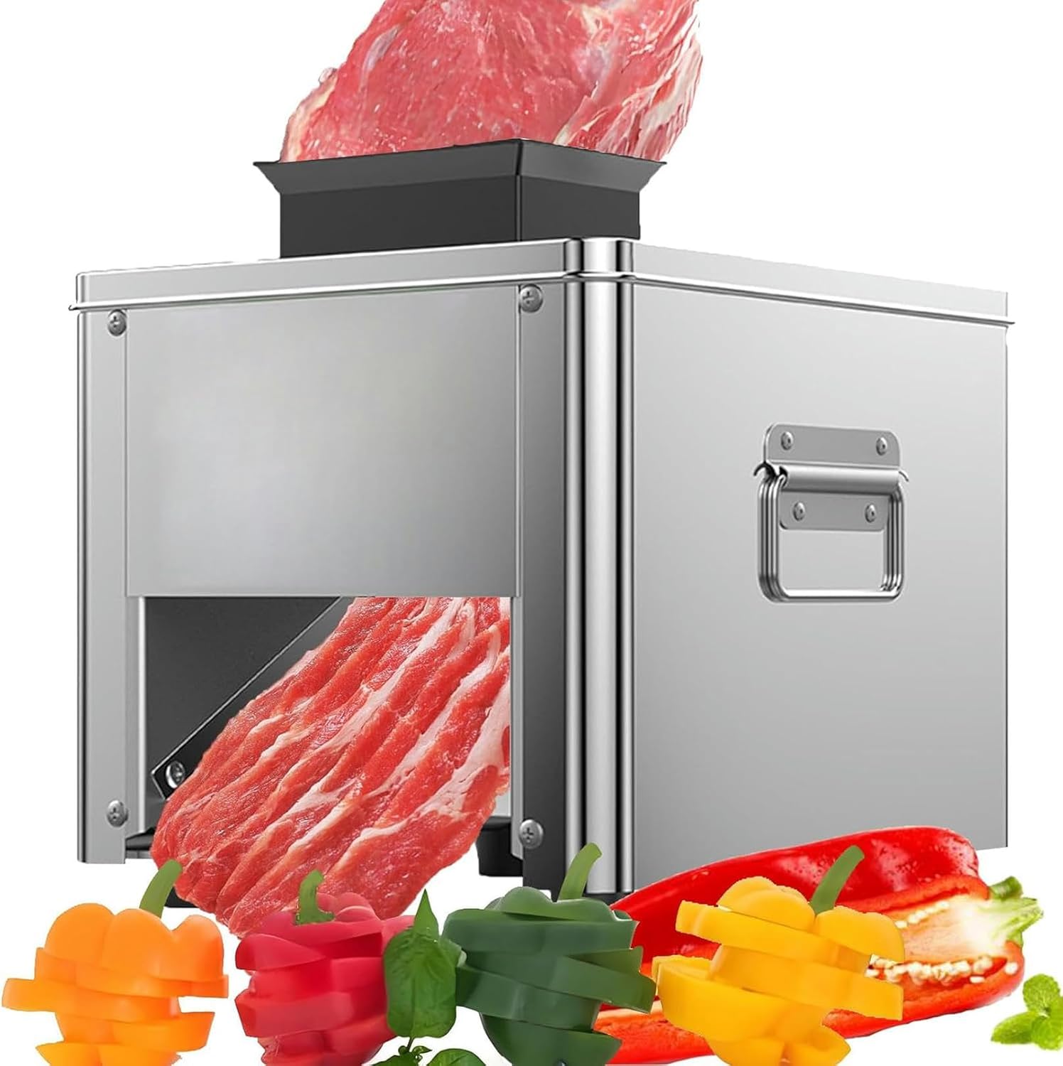 Wzglod Electric Home Slicer, Powerful Commercial Meat Slicer, Stainless Steel Automatic Shredding and Slicing Machine, Dicing Machine, Multi-Function Meat Grinder