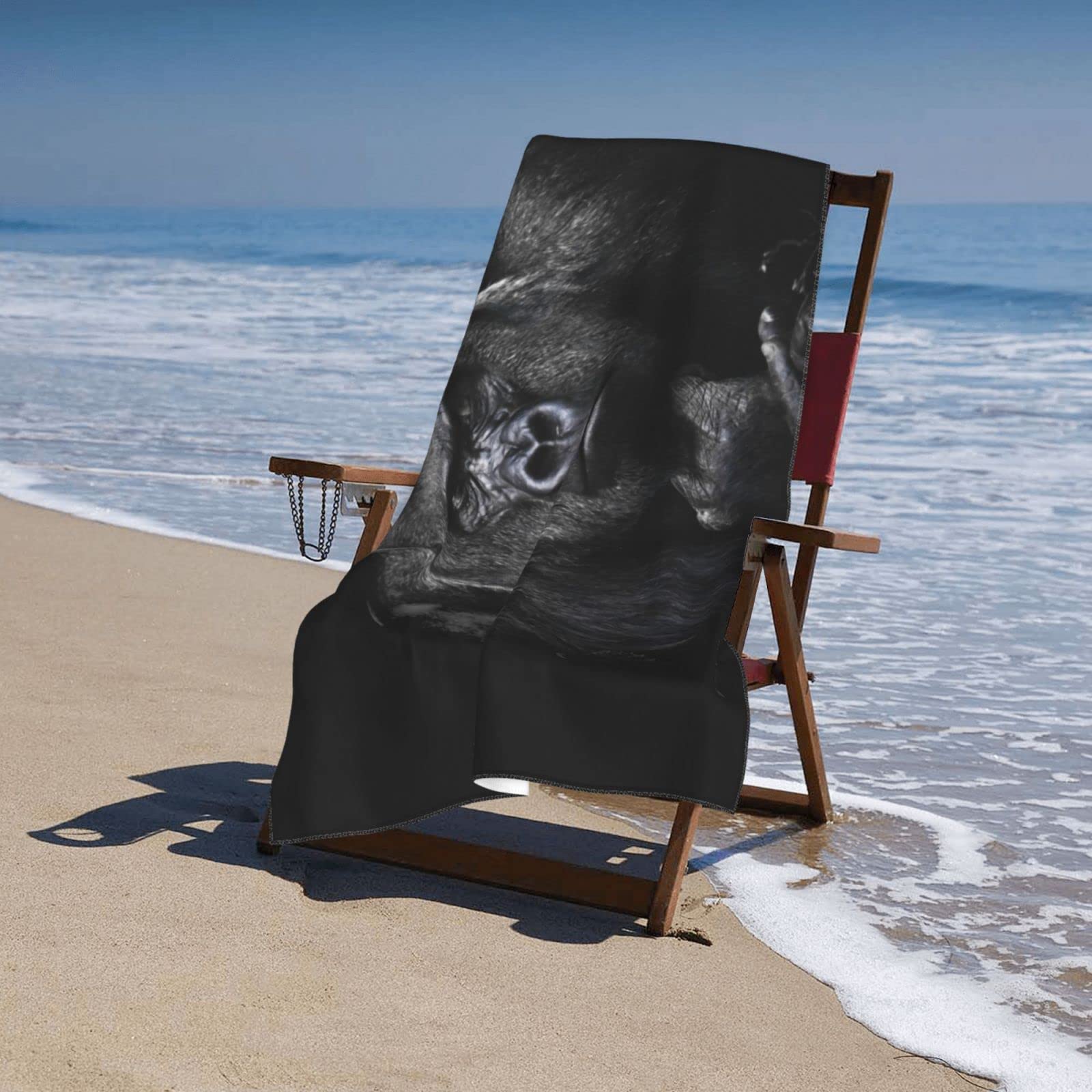 Amazon｜考えるゴリラ アニメ バスタオル 大判 吸水 フェイスタオル 速