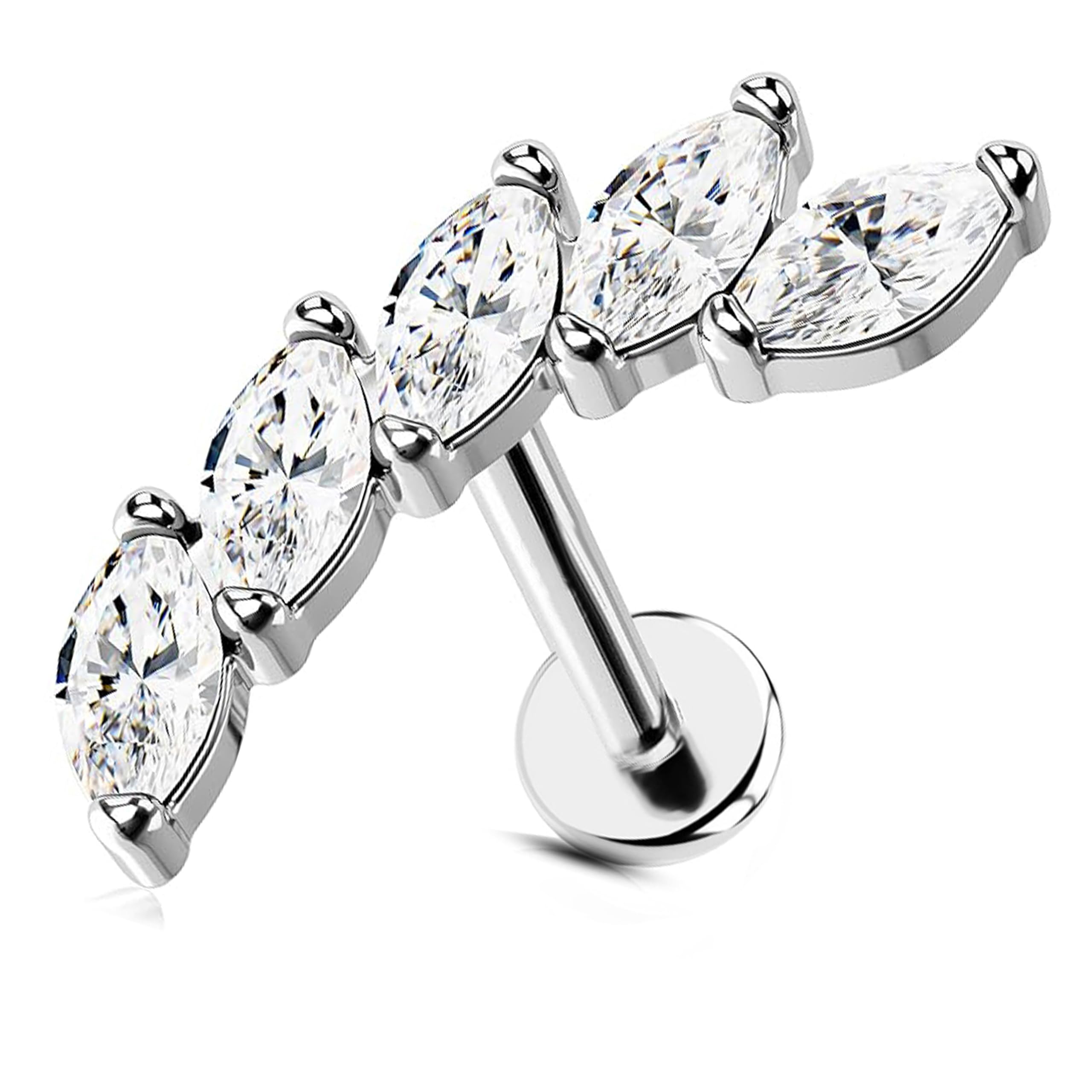 16G Curved Helix Earrings Titanium Conch Piercing Jewelry Internally Threaded Flat Back Cartilage Earrings Tragus Upper Lobe Piercings Jewelry