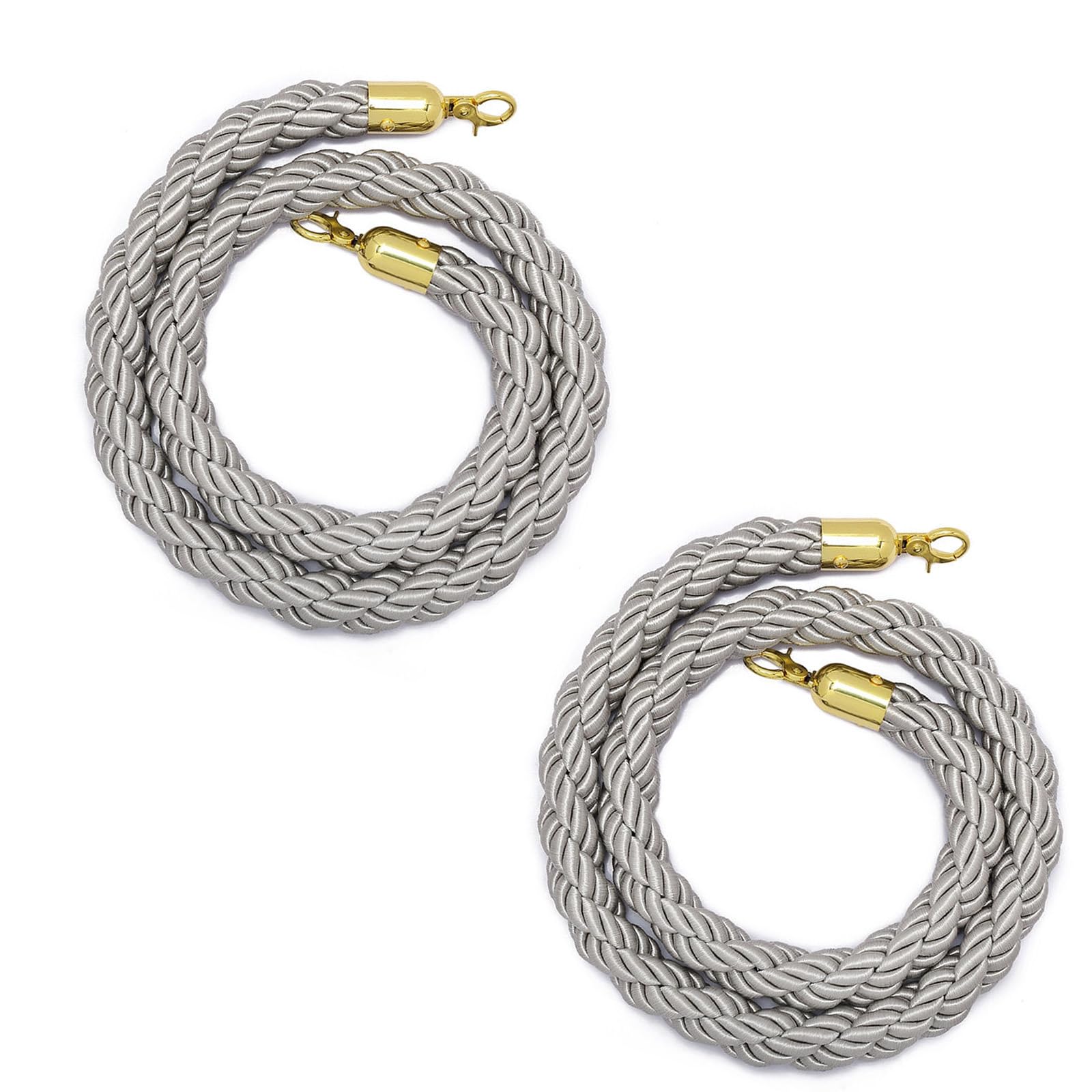 Zonshjdkr Grey Retractable Rope, Rope Barriers, Queue Barrier, 2 Pcs Golden Stanchion Ropes,Rope/Braided Hemp,Hanging For Movie Theaters,Grand Openings, Weddings,Crowd Control
