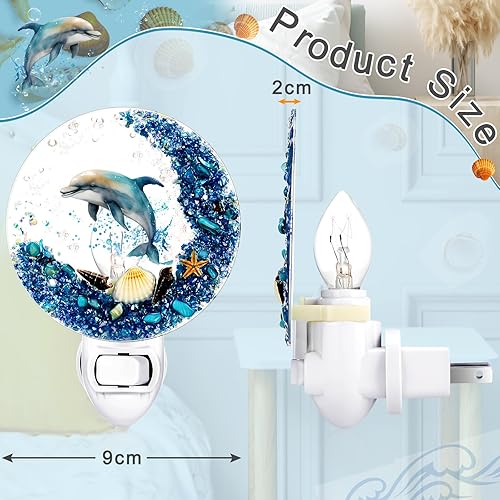 Miniatura 2 de Hortsun Luz nocturna de conchas marinas enchufable, luz nocturna decorativa con diseño de animales marinos, lámparas de playa para adultos, para el