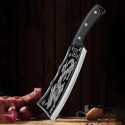 Miniatura 7 de Cuchillo de dragón hecho a mano, cuchillo de cocina afilado de 8.2 pulgadas, cuchillo de asesinato de dragón, cuchillo de dragón negro, cuchillos de