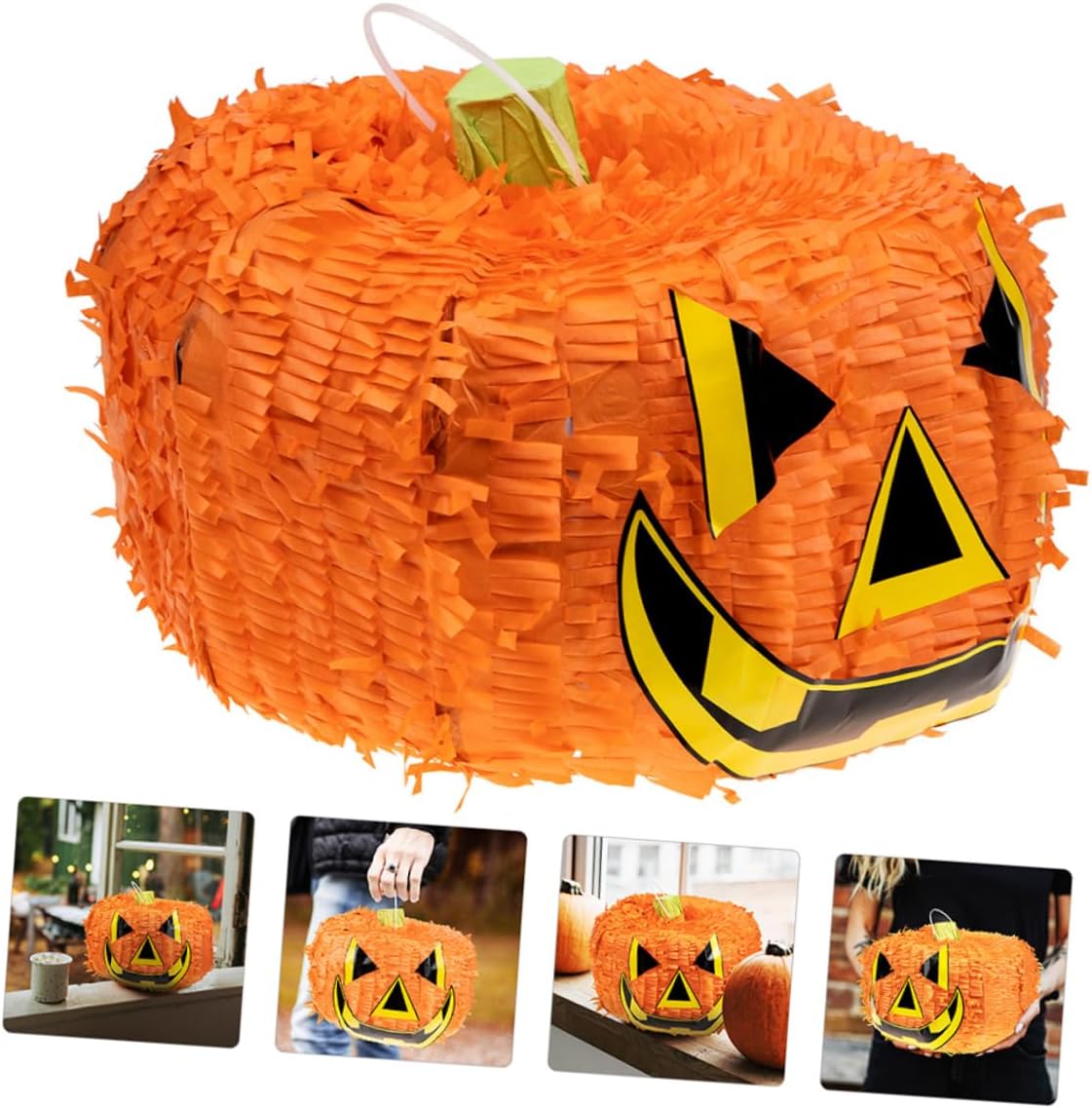 HANABASS 1Set Halloween Pumpkin Pinata with Stick Candy Fillers Fun Decorative Pinata for Halloween Party Supplies Spooky Gatherings Festive Celebrations