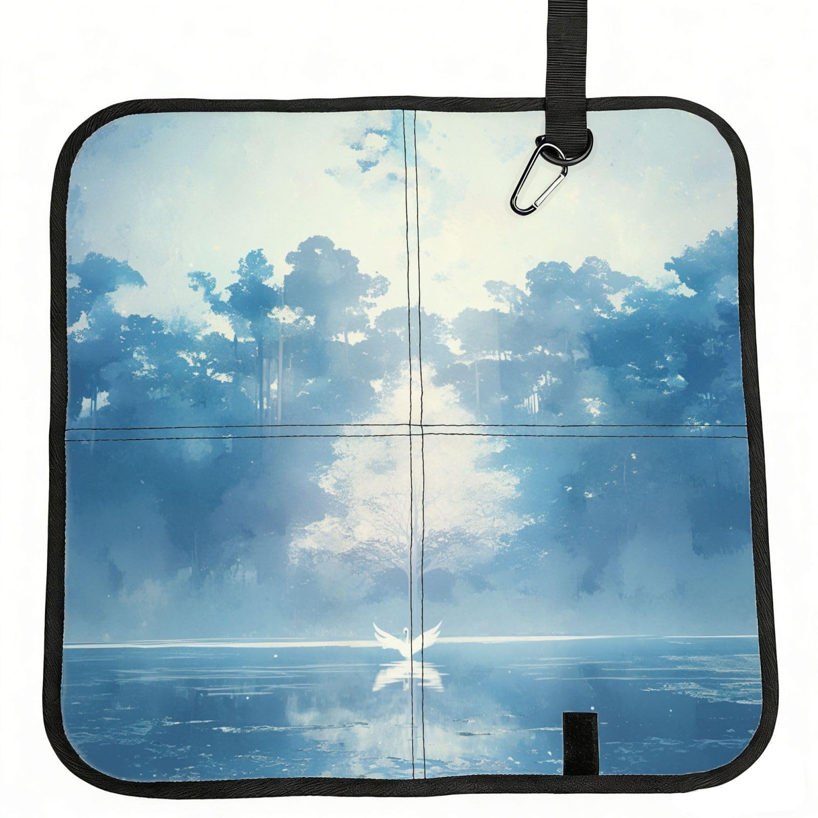 YGLHBDPBF Beautiful White Swans on The Lake Print Camping seat cushion,Foldable Sitting Pads,Save Backpack Space for Hiking