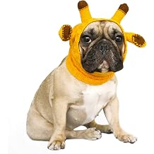 iChoue Dog Yellow Giraffe Knitted Snood Ear Muffs Calming Hoodie Anxiety Relief Noise Canceling Headband Protection Cover Hood - Medium