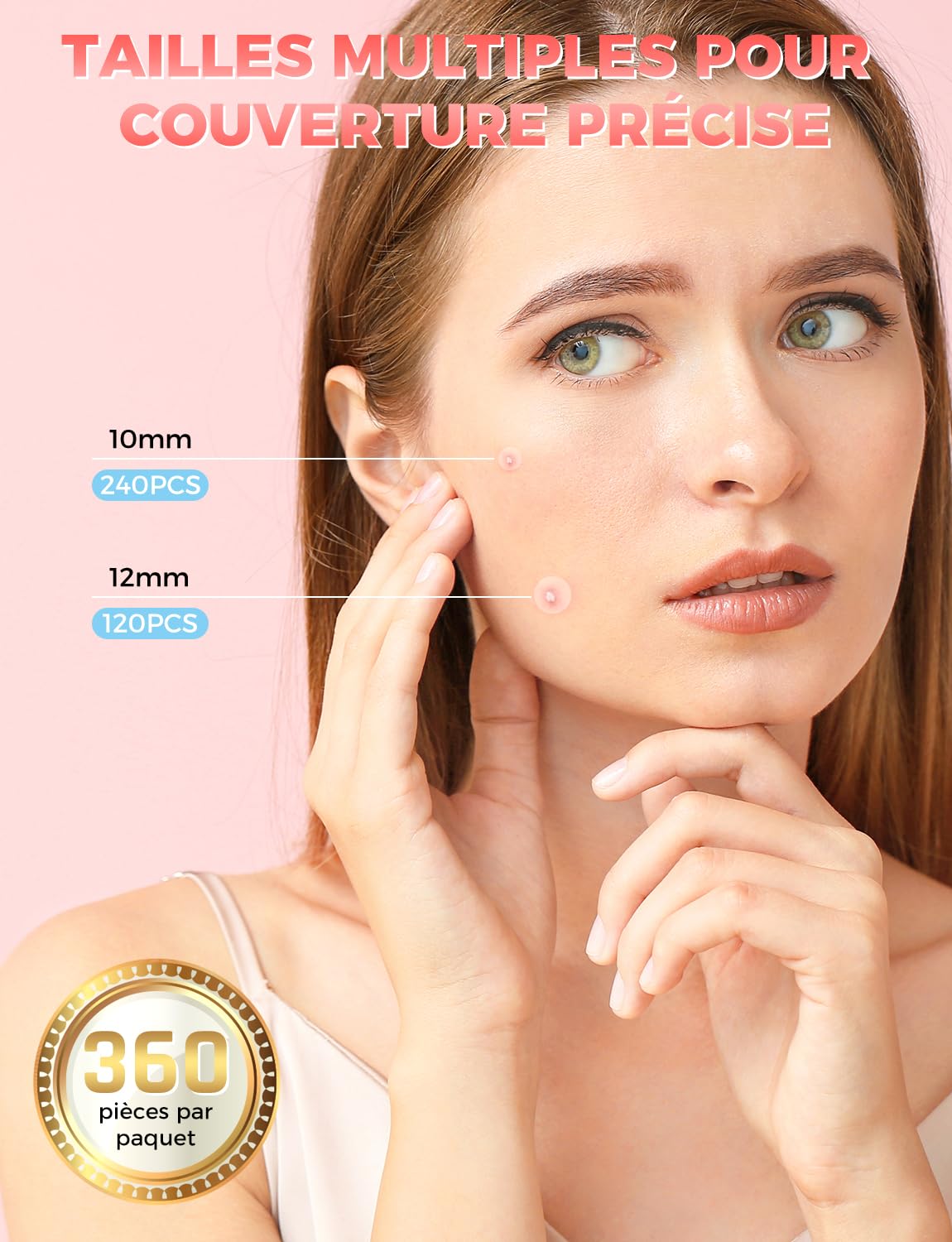 Patch Bouton Invisible en Hydrocolloïde - Pimple Patch imperméable & respirant, Absorption intense sans résidu, Traitement acné, 10MM & 12MM (360 patchs bouton acne)