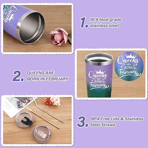 Miniatura 7 de LiqCool Vaso Queens Are Born In Febrero, regalos de cumpleaños de febrero, regalos de cumpleaños para mujeres, ideas de regalos de cumpleaños para