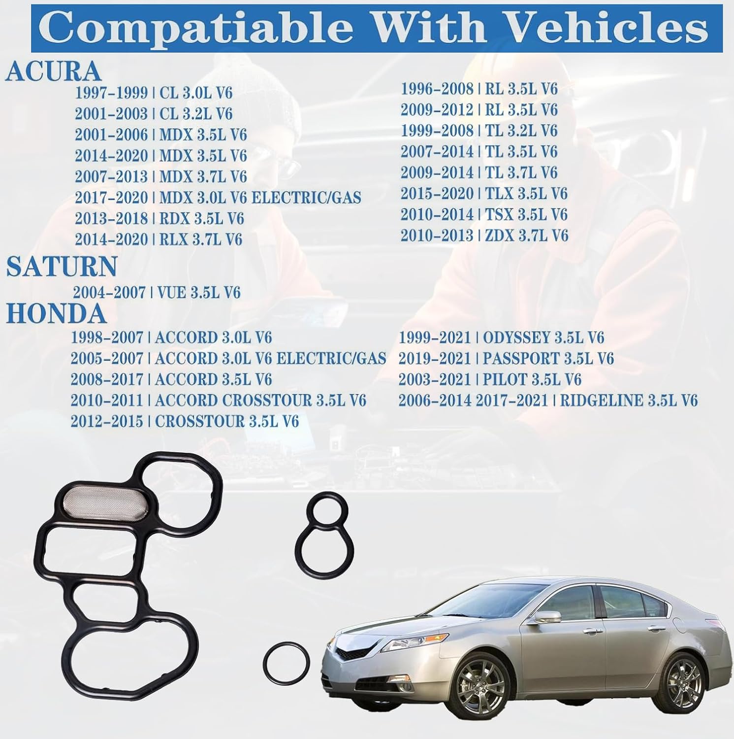 15825-P8A-A01 36172-P8A-A01 for Honda Pilot 3.5 Oil Filter Adapter Gasket,97-21 Accord CROSSTOUR Odyssey Passport Acura CL MDX RDX RL RLX TL TLX TSX ZDX Spool Valve Filter 3.0 3.2 3.7 91319-PR3-000