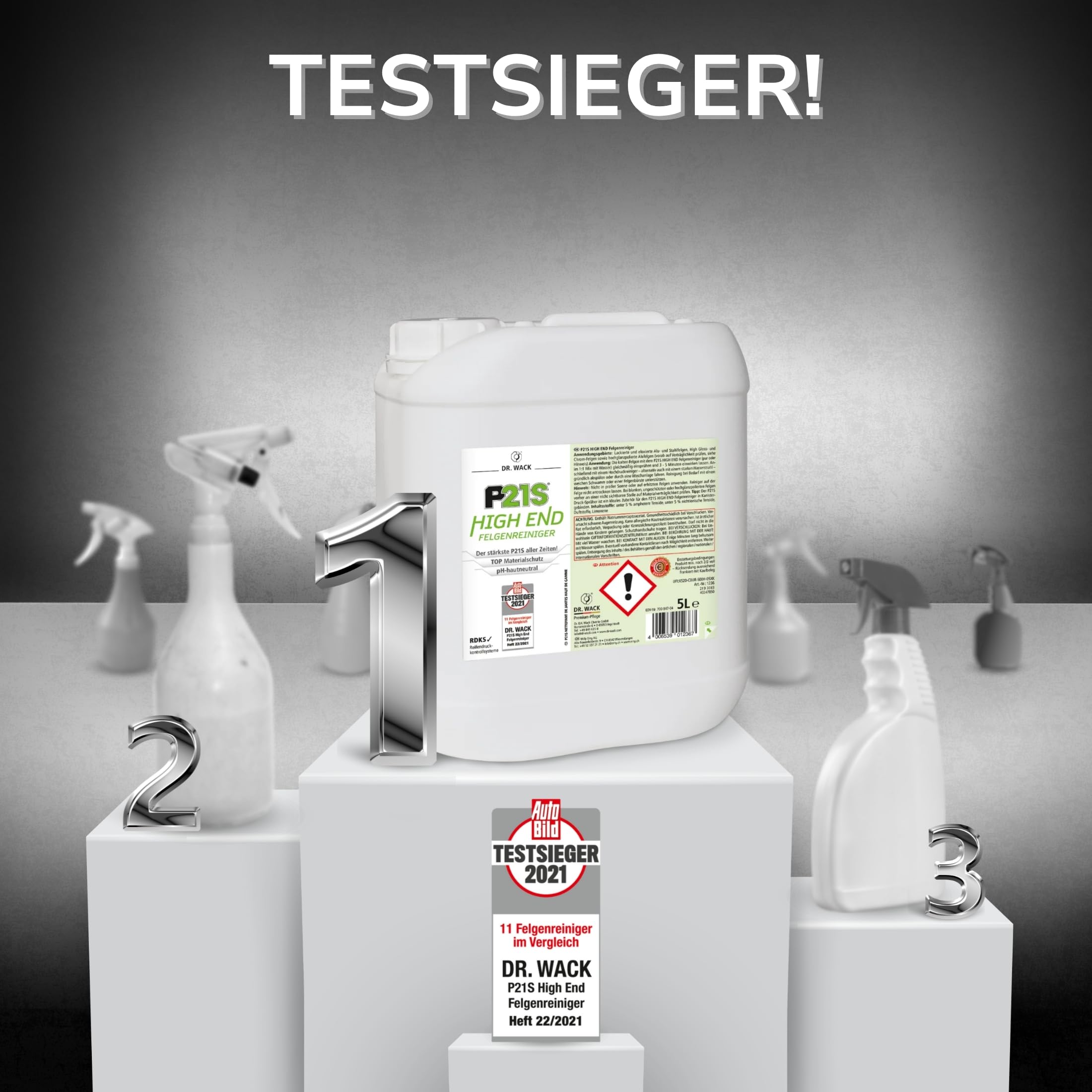 DR. WACK - P21S HIGH END Felgenreiniger 5 Liter - Felgen Spray mit Gel-Formel & Wirkindikator - Schnelle & schonende Reinigung - pH-hautneutral & biologisch abbaubar - Hochwertige Autopflege